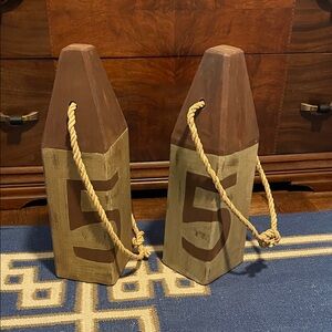 Coastal Brown and Tan Buoy Decor set of two